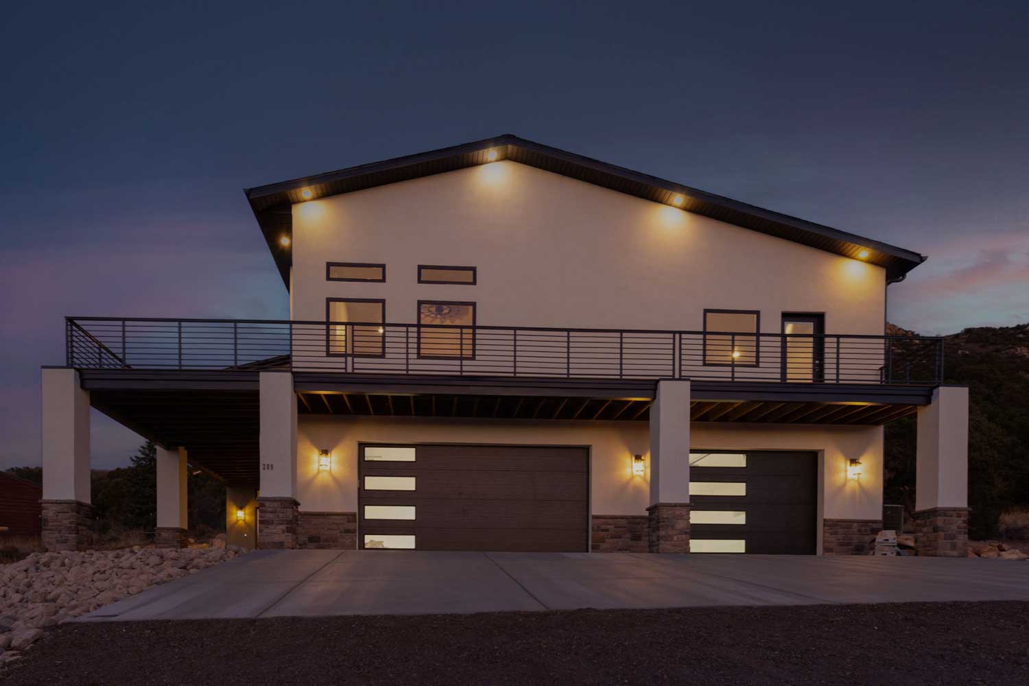Yellow front door entry way and custom kitchen design
