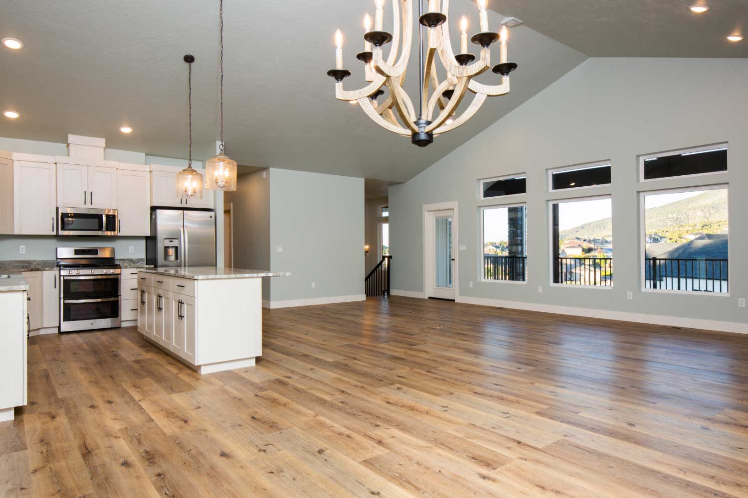 Great room with large picture windows